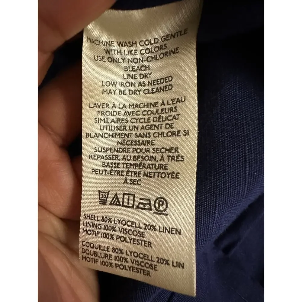 Maeve Linen Blend Halter Vest Size Small Navy Blue Anthropologie Linen Summer - Picture 15 of 15